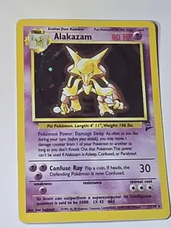 Pokemon ALAKAZAM Holo Rare - Base Set 2 - 1/130 - Year 2000 - Vintage Gem! - Image 2