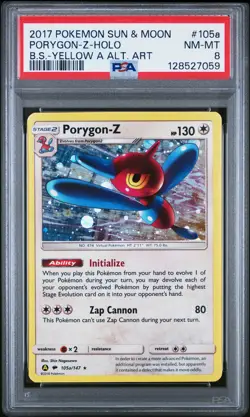 2017 POKEMON SUN & MOON BURNING SHADOWS #105A PORYGON-Z-HOLO PSA 8 - Image 1