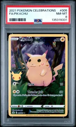 2021 POKEMON CELEBRATIONS #005 FULL ART/PIKACHU PSA 8 - Image 1