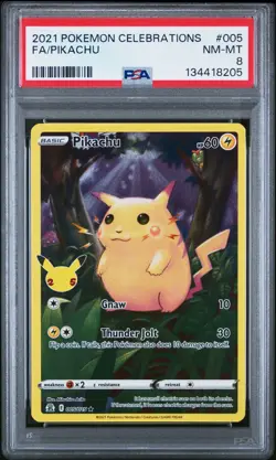 2021 POKEMON CELEBRATIONS #005 FULL ART/PIKACHU PSA 8 - Image 1