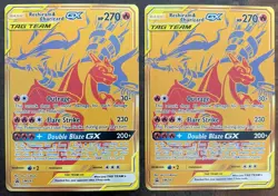 (2) Pokemon Reshiram & Charizard GX Promo Gold Foil SM247 Sun & Moon 270 HP - Image 1