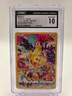 Pokemon Pikachu 2023 Crown Zenith 160/159 Secret Rare Holo CGC 10 Gem Mint - Image 1