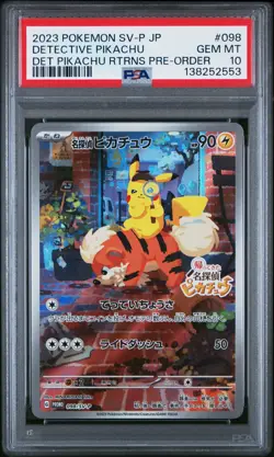 2023 POKEMON JPN SV-P PROMO #098 DETECTIVE PIKACHU PSA 10 - Image 1