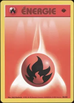 1999 Pokemon FRENCH 1st Edition Base Set Energie Feu-Fire Energy 98/102 NM 3 - Image 1