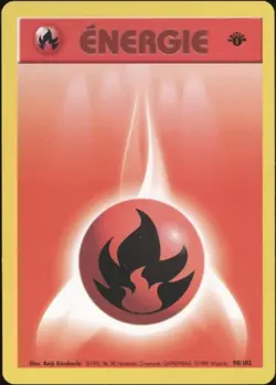 1999 Pokemon FRENCH 1st Edition Base Set Energie Feu-Fire Energy 98/102 NM 2 - Image 1