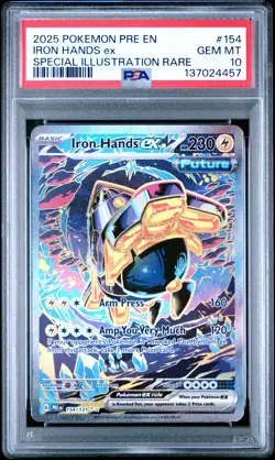 2025 POKEMON PRE EN-PRISMATIC EVOLUTIONS #154 IRON HANDS EX PSA 10 - Image 1