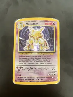 Pokemon Alakazam 1/102 Base Set Holo Rare - Vintage WOTC - HP/Damaged - Image 1
