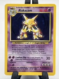 Pokemon Alakazam 1/102 WotC Base Set Unlimited Holo Rare MP-HP - Image 1