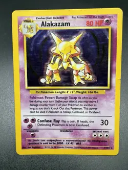 Pokemon TCG Base Set Alakazam Holo Rare 1/102 Vintage WOTC HP - Image 1