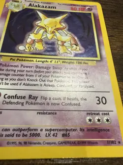 Pokemon 1999 Base Set Alakazam 1/102 Unlimited Holo English HP - Image 2