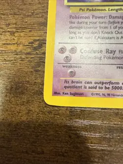 Pokemon 1999 Base Set Alakazam 1/102 Unlimited Holo English HP - Image 3