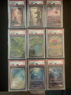 Pokemon SV 151 EN PSA 9 SIR Complete Starter & Evolutions 9 Card Set - Image 1