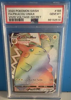 Pokemon Pikachu VMAX 188/185 Secret Rainbow Rare Vivid Voltage PSA 10 - Image 1