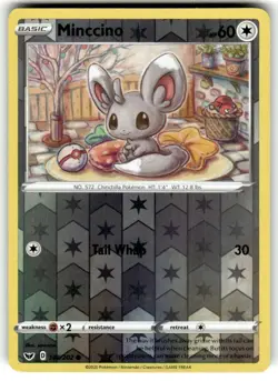 POKEMON MINCCINO 146/202 SWORD & SHIELD COMMON REVERSE HOLO NEAR MINT - Image 1