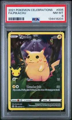 2021 POKEMON CELEBRATIONS #005 FULL ART/PIKACHU PSA 8 - Image 1