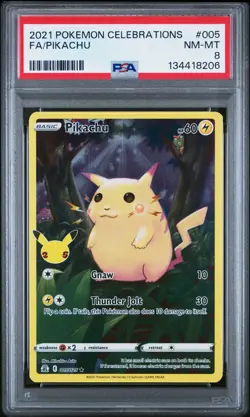 2021 POKEMON CELEBRATIONS #005 FULL ART/PIKACHU PSA 8 - Image 1