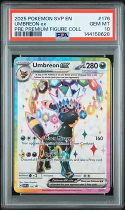 2025 POKEMON PRISMATIC EVOLUTIONS PREMIUM FIGURE COLLECTION UMBREON EX PSA 10 - Image 1