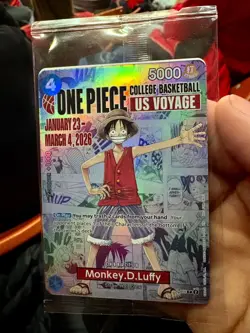 One Piece Monkey D. Luffy US Voyage College Basketball Card Rutgers IN HAND - Image 1