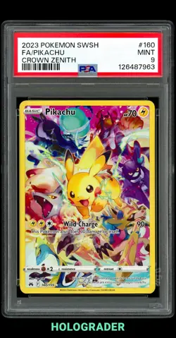 2023 POKEMON SWORD AND SHIELD CROWN ZENITH 160 FULL ART/PIKACHU PK2 PSA 9 - Image 1