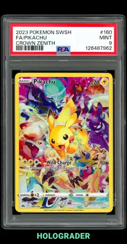 2023 POKEMON SWORD AND SHIELD CROWN ZENITH 160 FULL ART/PIKACHU PK1 PSA 9 - Image 1
