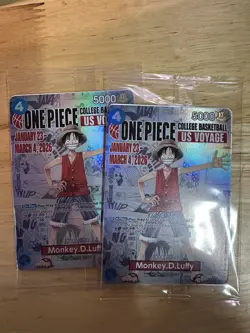 One Piece Monkey.D.Luffy US College Basketball Promo Card IN HAND - Image 1