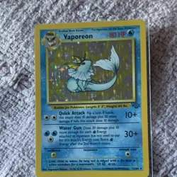 Pokemon Vaporeon 80 HP Holo Rare Jungle Unlimited Card 12/64 English 1999 - Image 1