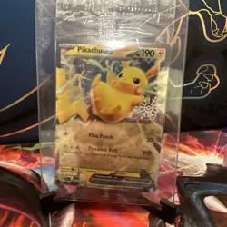 Pikachu ex 063/193 Double Rare Paldea Evolved Holiday Stamp Card *SEALED* - Image 1
