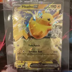 Pikachu ex 063/193 Double Rare Paldea Evolved Holiday Stamp Card *SEALED* - Image 2
