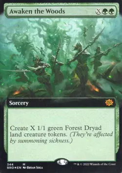 AWAKEN THE WOODS 344 EXTENDED ART FOIL THE BROTHERS' WAR MTG MAGIC NM - Image 1