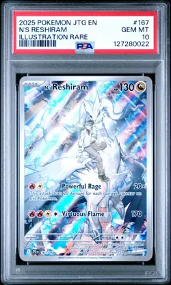 2025 POKEMON JTG EN-JOURNEY TOGETHER ILLUSTRATION RARE #167 N'S RESHIRAM PSA 10 - Image 1