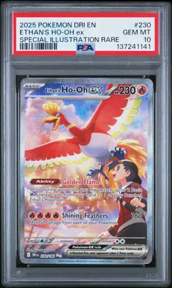 2025 POKEMON DRI EN-DESTINED RIVALS #230 ETHAN'S HO-OH EX PSA 10 - Image 1