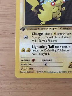 Pokemon TCG Lt. Surge's Pikachu Gym Heroes 1st Edition Basic 50 HP Common 81/132 - Image 3