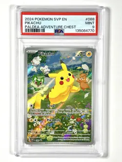 2024 Pokemon Pikachu SVP 088 Black Star Promo Paldea Adventure Chest PSA 9 - Image 1