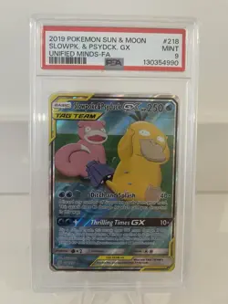 Pokemon SLOWPOKE & PSYDUCK GX 218/236 PSA 9 Mint | Unified Minds | 2019 - Image 1