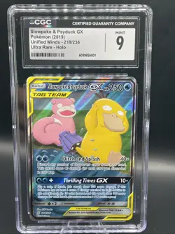 Pokemon Unified Minds CGC 9 - 218/236 Alt Full Art - Slowpoke and Psyduck GX - Image 1