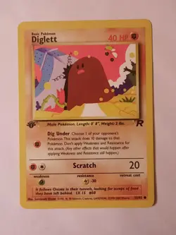 Pokemon Card Team Rocket 1st Edition Regular Finish Diglett 52/82 - Image 1
