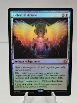 x1 Celestial Armor FDN Foundations MTG 5 FOIL RARE M/NM 1x - Image 1