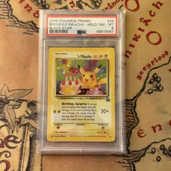 Pokemon Card Birthday Pikachu 24 Holo PSA 8 WOTC Black Star Promo NM-MT - Image 1