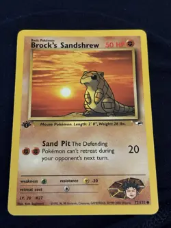 Pokemon TCG Gym Heroes Brock's Sandshrew 1st Edition 72/132 Common 50 HP - Image 1