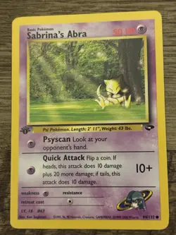 Pokemon TCG Sabrina's Abra Gym Challenge 94/132 Common Basic 50 HP 1st Edition . - Image 1