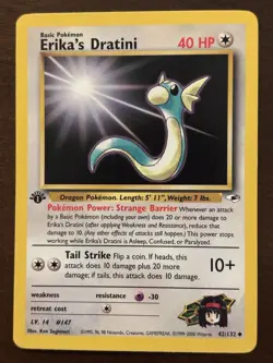Pokemon TCG Erika's Dratini Gym Heroes 42/132 Uncommon 1st Edition 40 HP - Image 1