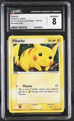 Pokemon CGC 8 Pikachu 2004 EX Fire Red & Leaf Green 74/112 Reverse Holo - Image 1