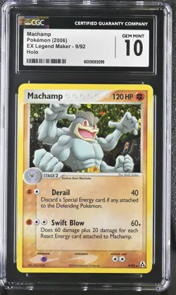CGC 10 GEM MINT Machamp 2006 EX Legend Maker 9/92 Holo Pokemon Card - Image 1