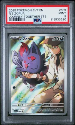 2025 POKEMON SVP EN-SV BLACK STAR PROMO #189 N'S ZORUA PSA 9 - Image 1