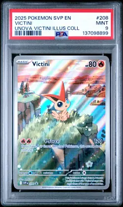 2025 POKEMON SVP EN-SV BLACK STAR PROMO #208 VICTINI PSA 9 - Image 1