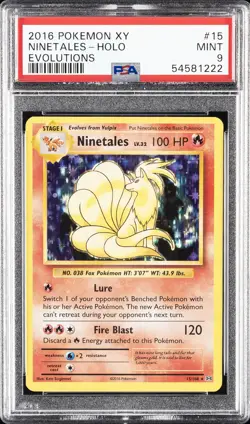 2016 POKEMON XY EVOLUTIONS #15 NINETALES-HOLO PSA 9 - Image 1