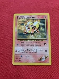 Pokemon: Blaine's Growlithe #035/132 Gym Heroes 2000 Vintage WOTC - NM - M45 - Image 1