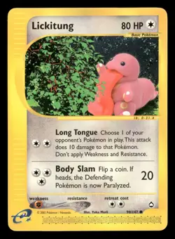 Lickitung - 90/147 - Common - Aquapolis - Pokemon Card - LP - Image 1