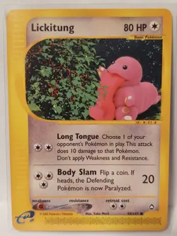 Pokemon Common Lickitung 90/147 Aquapolis Non Holo - Moderately Played (MP) - Image 1