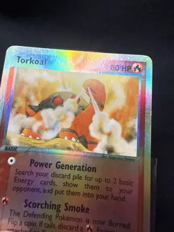 Pokemon Torkoal 12/97 EX Dragon Reverse Holo Rare E-Reader 2003 Crease See Pics - Image 2